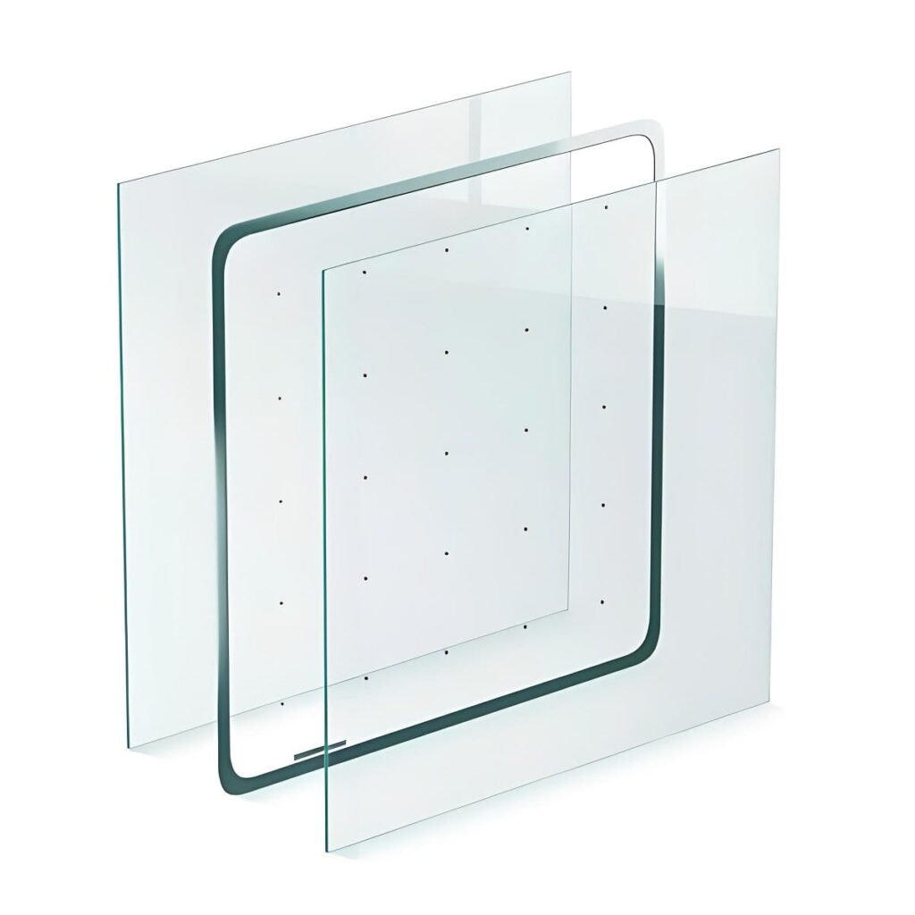 Vacuum glass cross section diagram, vacuum insulated and vacuum laminated composite glass types